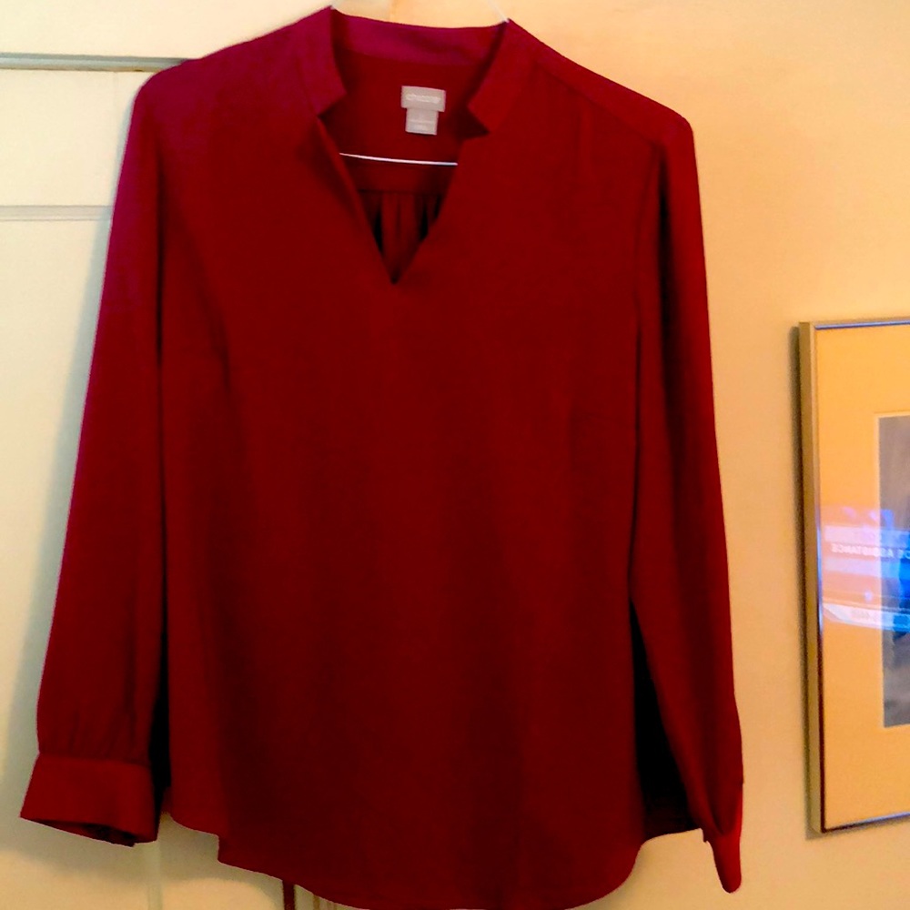 NWT Chicos sz 2 Burgundy Blous